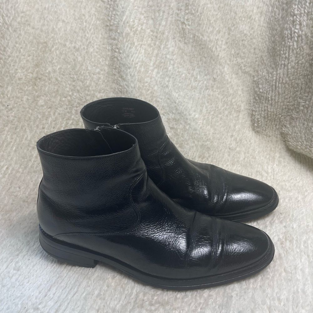 Flag LTD Men's Leather black Dress Ankle Boots Side zipper . Leather lining SZ12